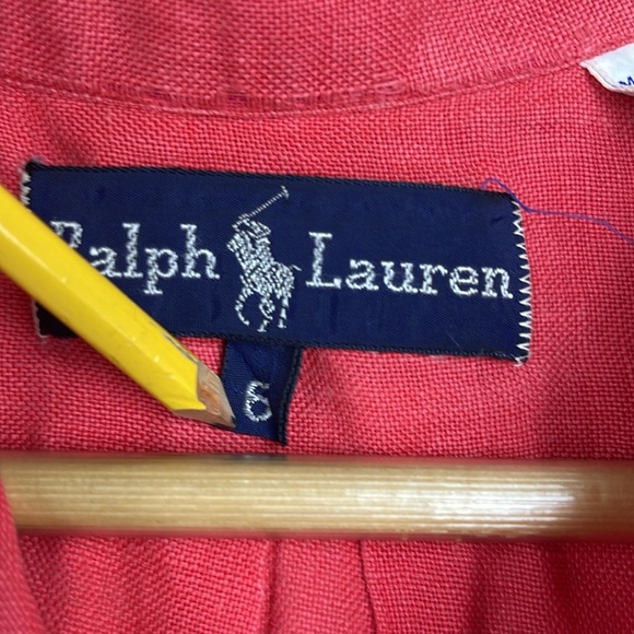 Lauren Ralph Lauren Women's 100% Linen Short-Sleeve Button Up Shirt Size 6 Red - Picture 6 of 12